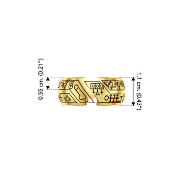 Peter Stone Puzzle Ring Theme Sigil of Archangels & Demons Solid Yellow Gold Ring GRI2444